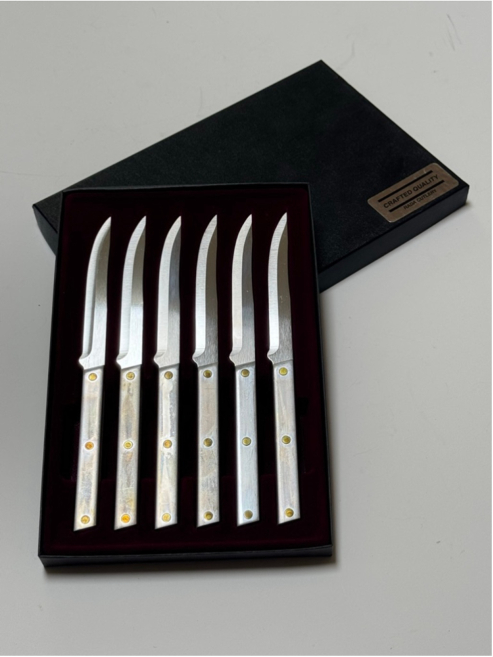 RADA Cutlery Silver Aluminum Handle Steak Knives Set of 6 NWOT Full Tang
